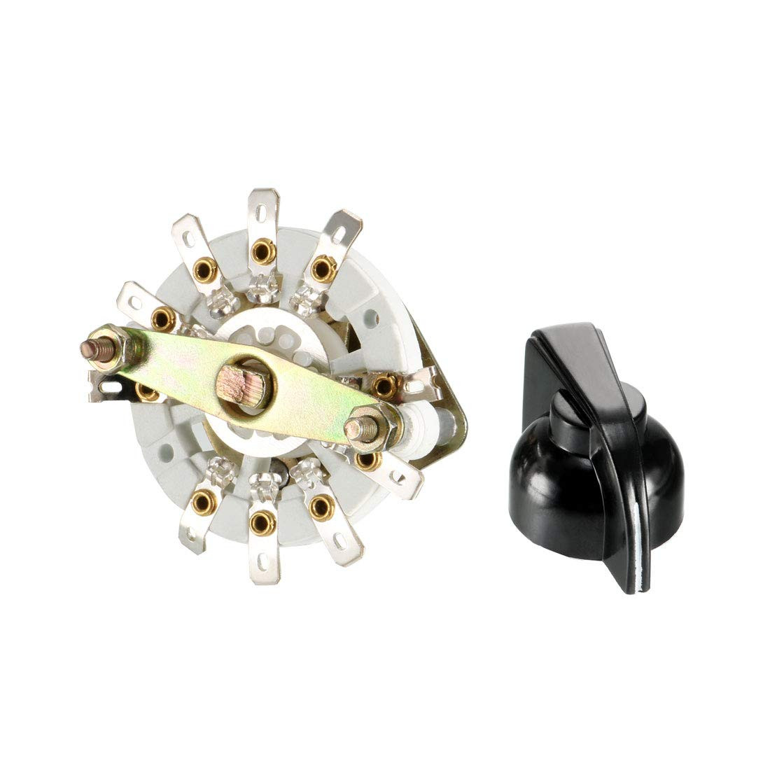 2 Pole 4 Position Rotary Switch Selector with Knob and 1 Deck Configuration