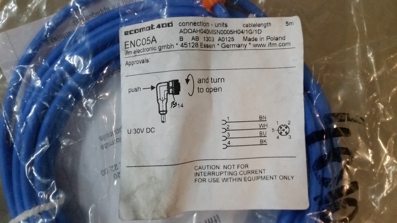 IFM Efector ECOMAT 400 ENC05A socket cable NEW