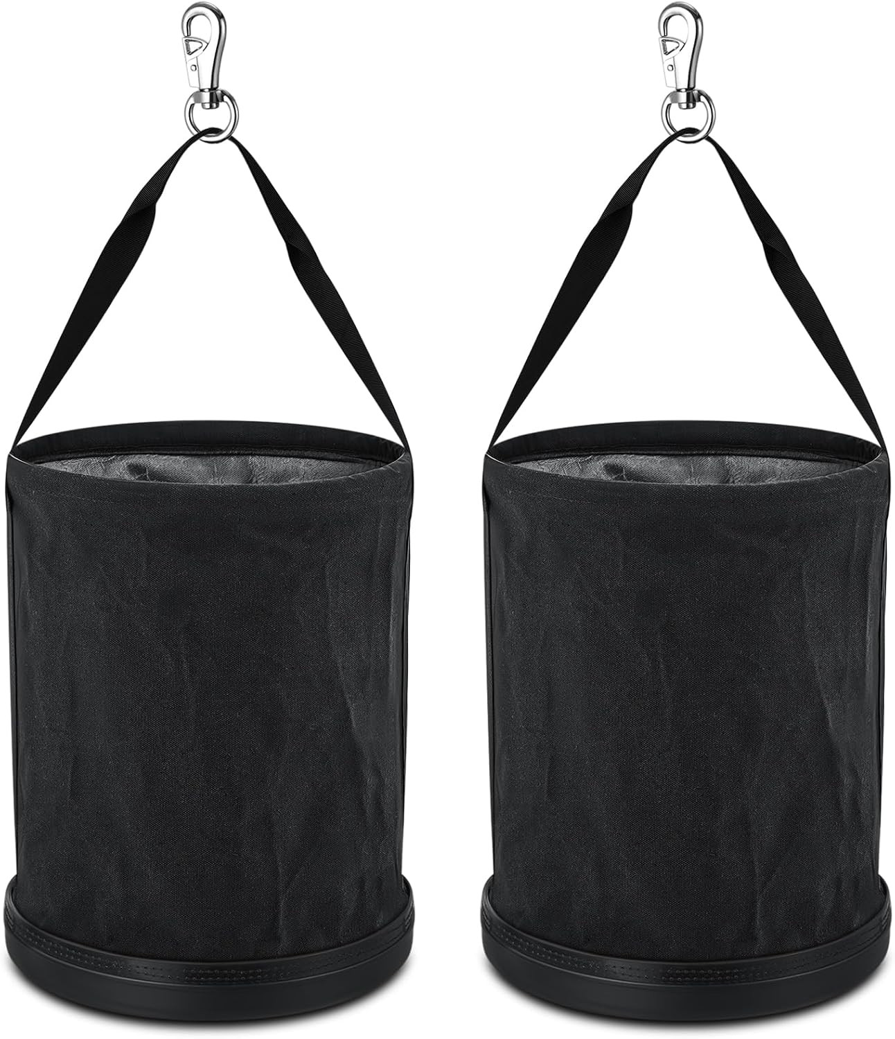 15" Canvas Tool Bucket Bag (2 Pack) with Metal Hook - 150 Lbs Capacity