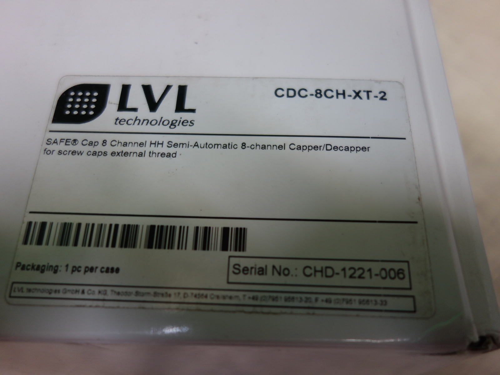 THOMAS LVL CRYO.S 8-CHANNEL HANDHELD DECAPPER 852071 CDC-8CH-XT-2