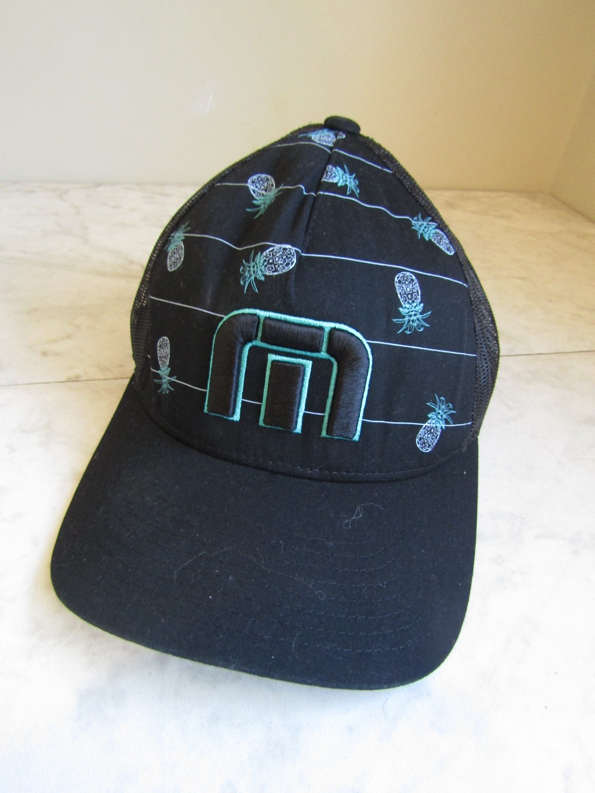 Travis Mathews Black/Teal Cotton/Polyester Baseball Trucker Hat OSFM