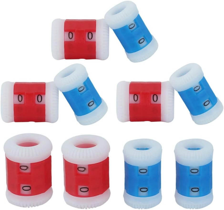 AKOAK 10 Picee Per Pack Plastic Knit Counter Knitting Crochet Red and Blue