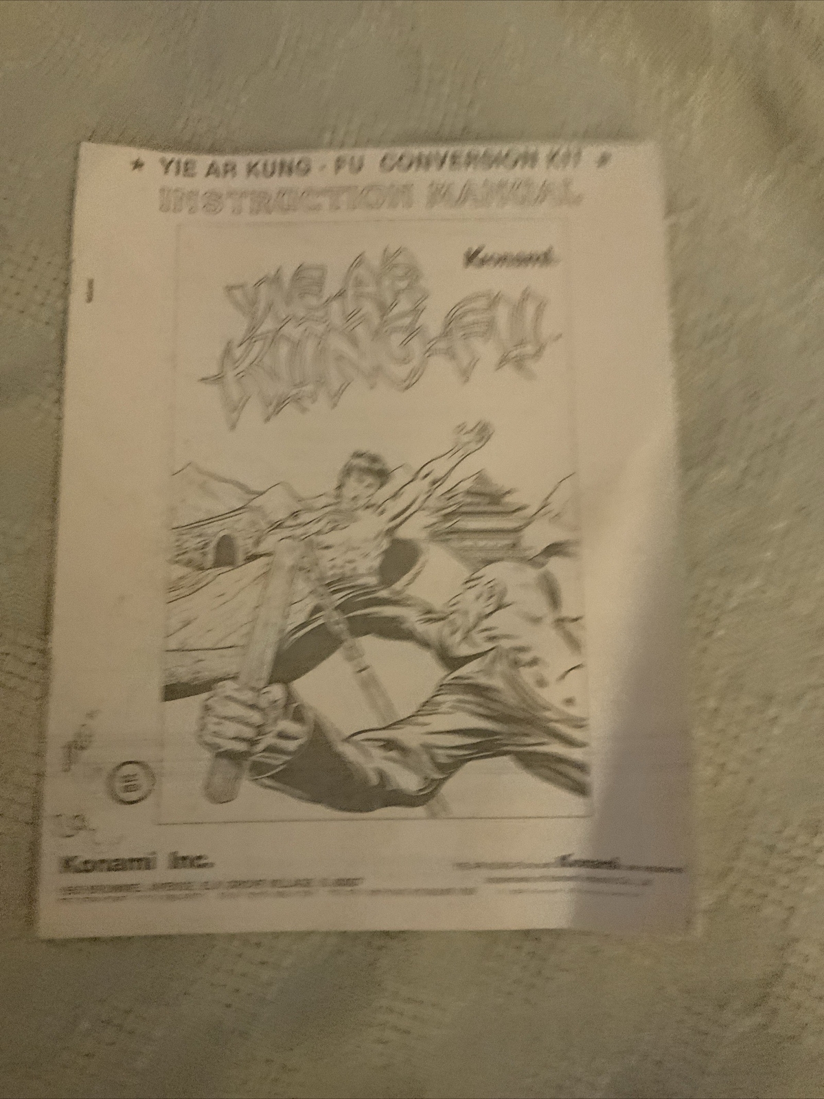 YIE AR KUNG-FU Original Video Arcade Game Instruction Manual Repair Service Book