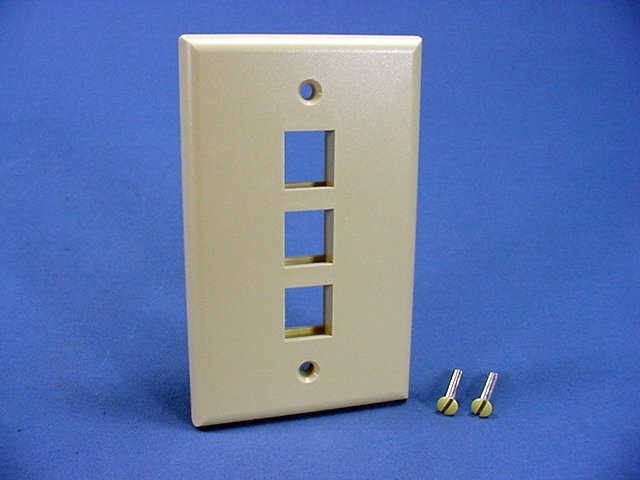 Leviton 41080-3IP Ivory 1-Gang 3-Port Unbreakable Nylon Standard Wallplate Cover