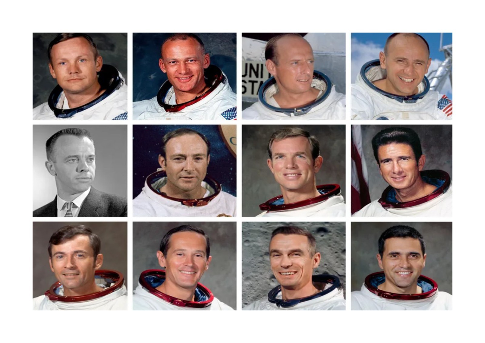 The 12 Men who walked on the Moon Apollo A4 repro mounted poster choice of frame
