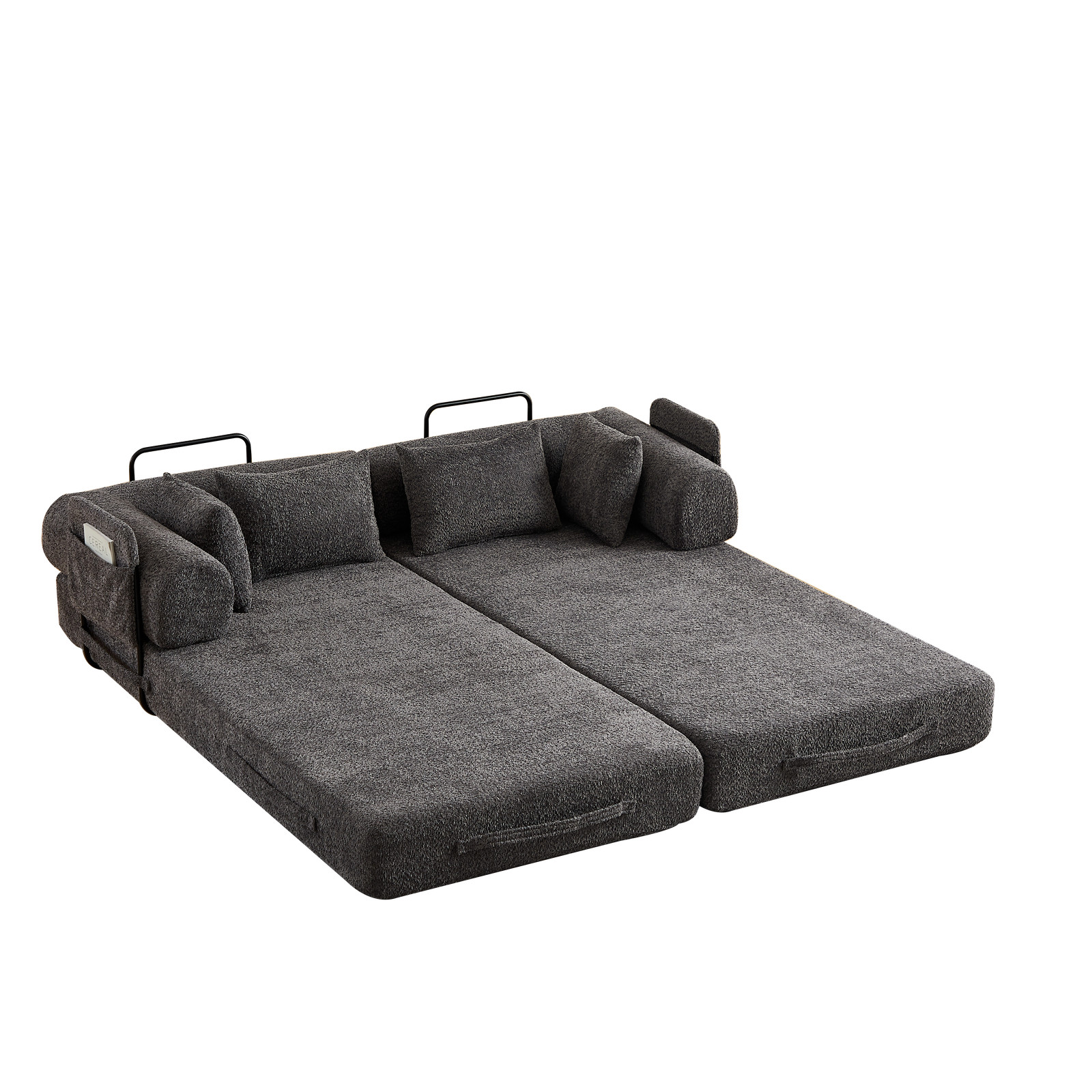 78.7" Convertible Sleeper Sofa Bed w/Cylindrical Pillow, Folding Sofa Bed Grey