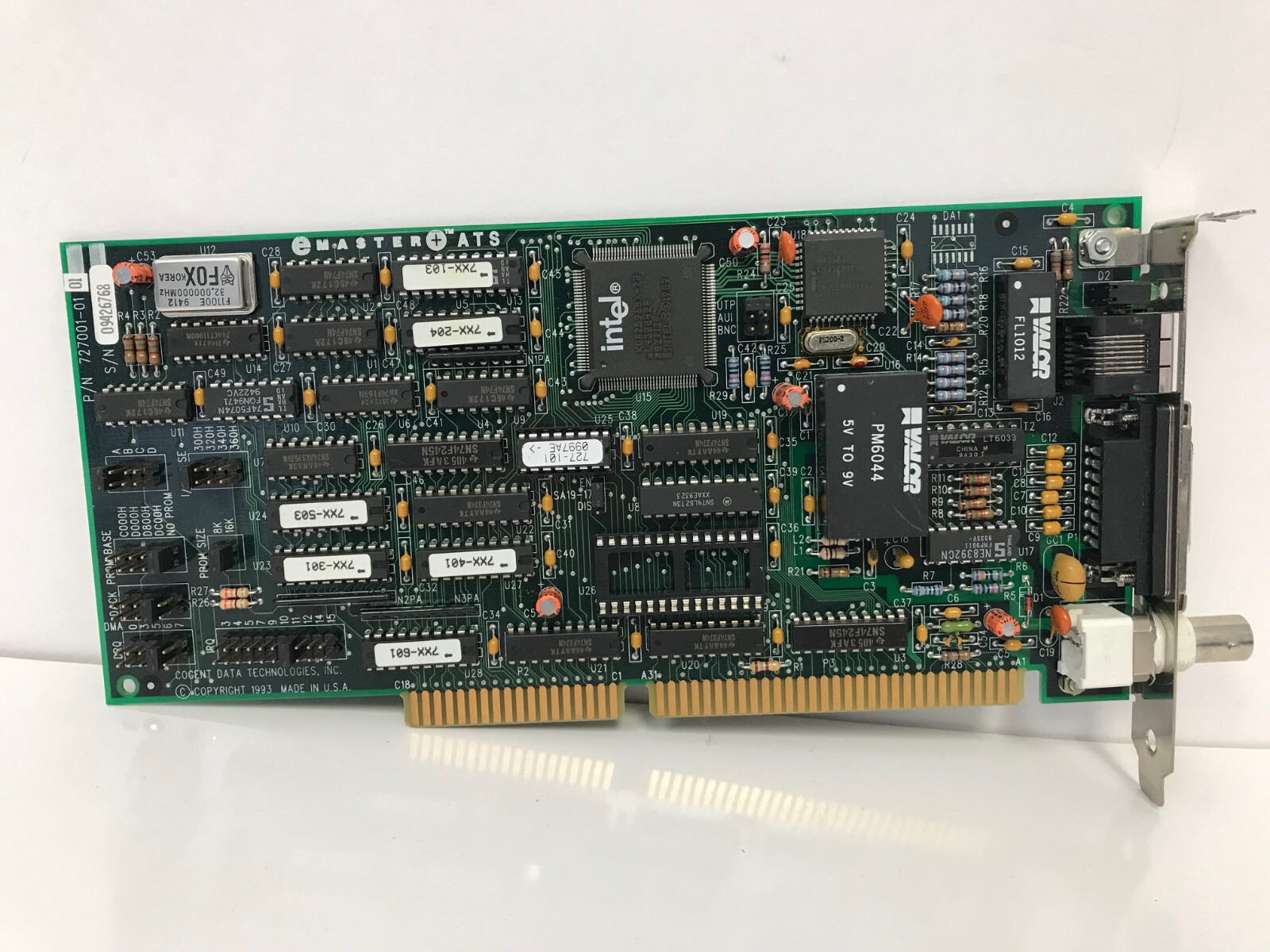 COGENT DATA 727001-01 727001-0101 EMASTER+ATS 16 BIT ISA ETHERNET ADAPTER