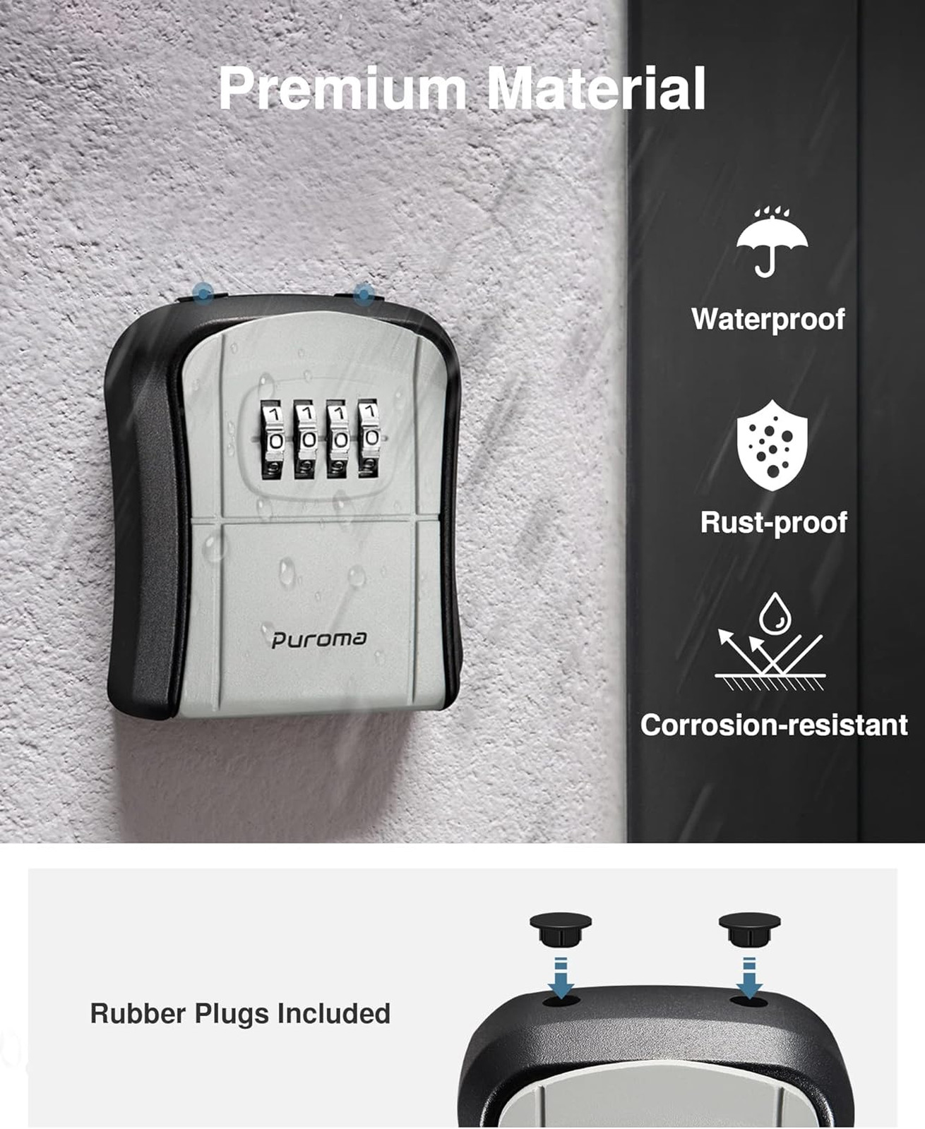 Key Lock Box Portable Combination Wall-Mounted Secure Key Storage Box for Home