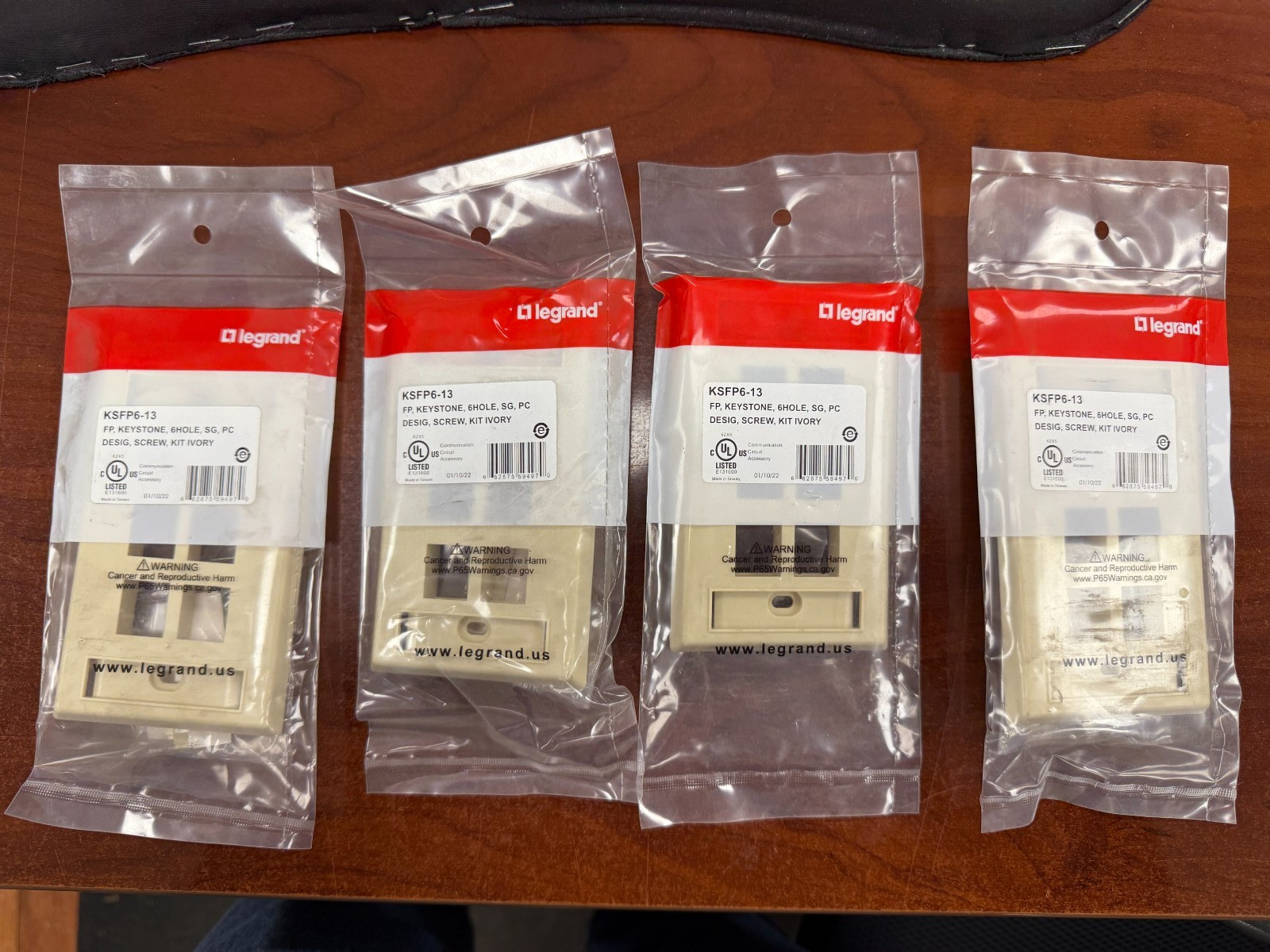 Legrand KSFP6-13 Ivory color Single Gang Plastic Faceplate 6 Keystone Slots, 4PK
