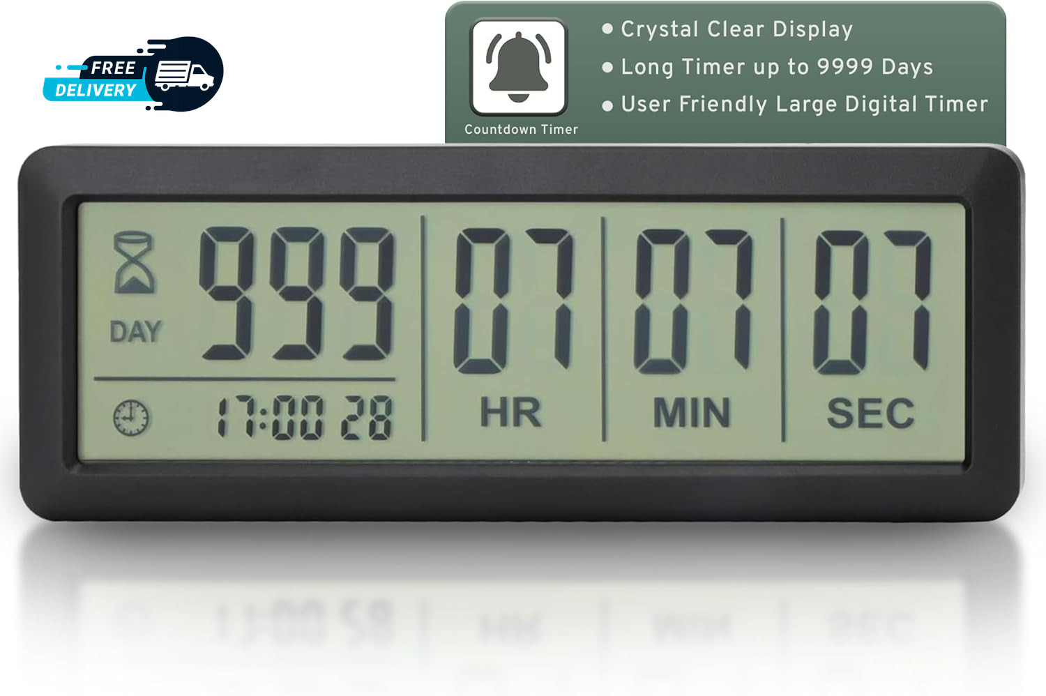 Large LCD Digital Countdown Clock up to 999 Days Countdown and Retirement