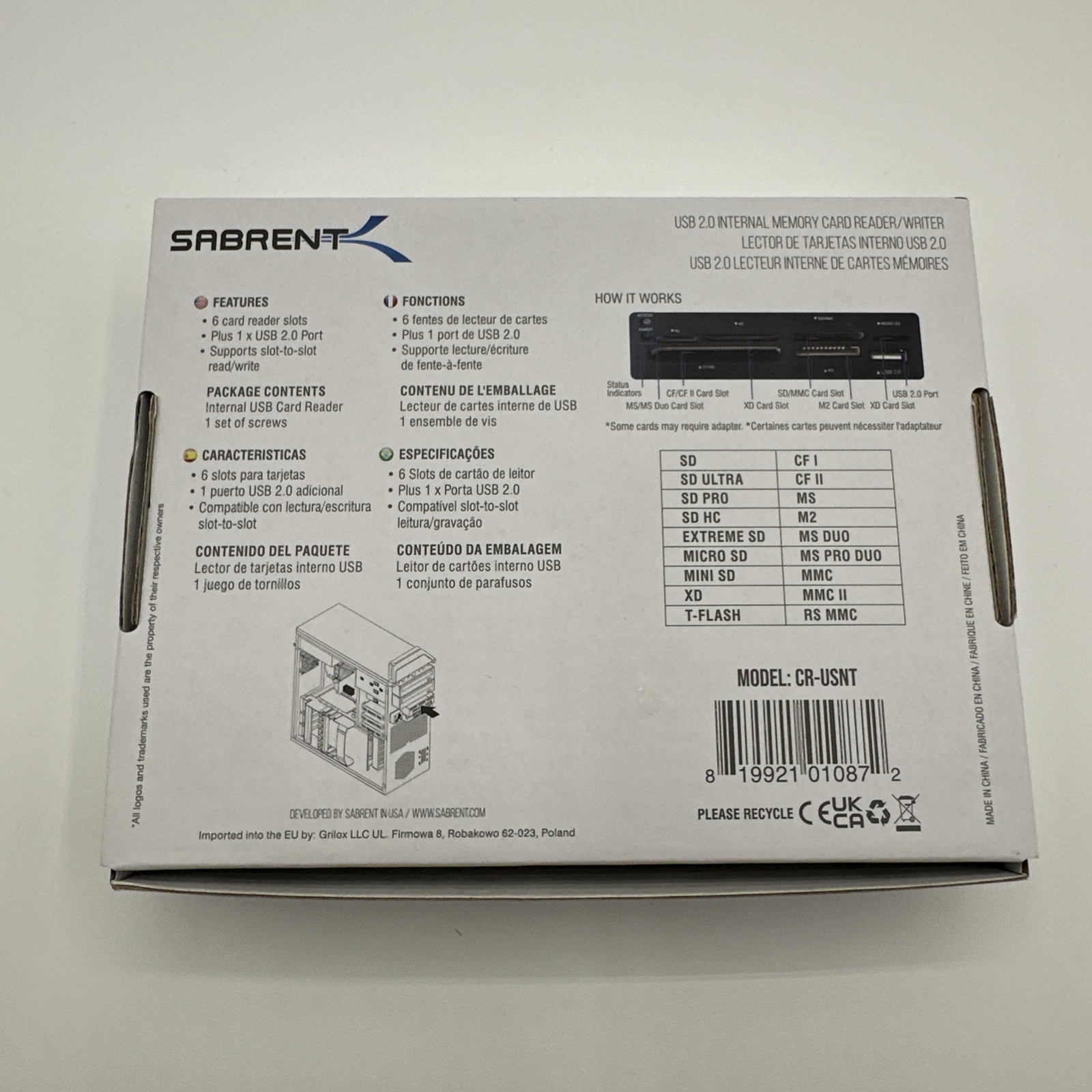 Sabrent 8-in-1 Internal Memory Card Reader/Writer | Open Box