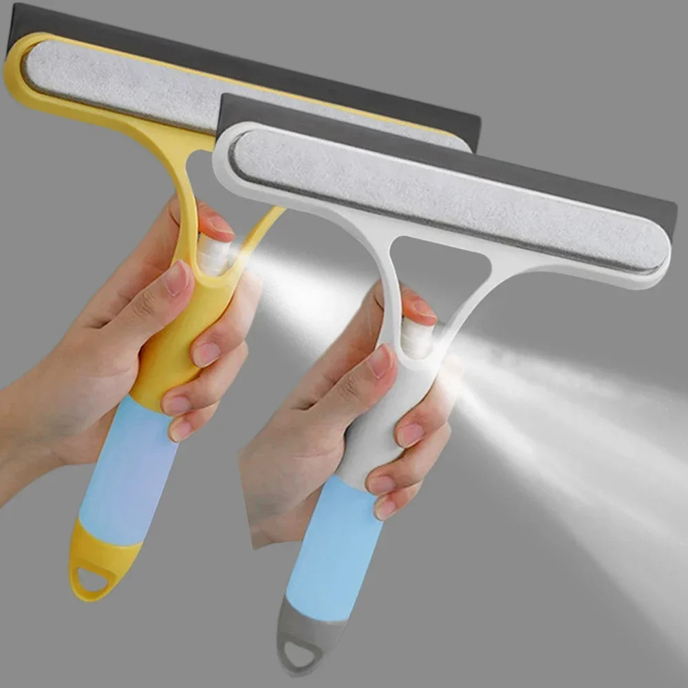 3 in 1 Window Cleaning Squeegee Multi Function Glass Mirror Wiper with Spray Bot