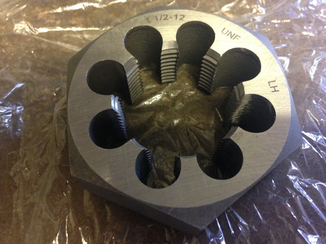 1 1/2"-12 LEFT HAND CARBON STEEL HEXAGONAL RE-THREADING DIE