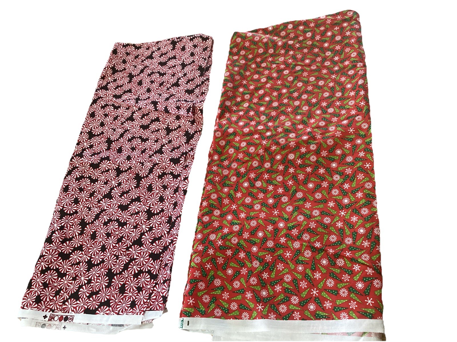 Vintage Holiday Fabric  2 - 1 Yard Total 36 X 44” Each Textile And Film Designer