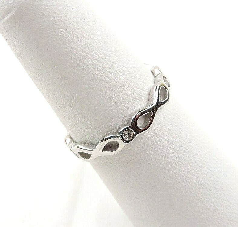 Stainless Steel Cubic Zirconia Infinity Loop Band Ring