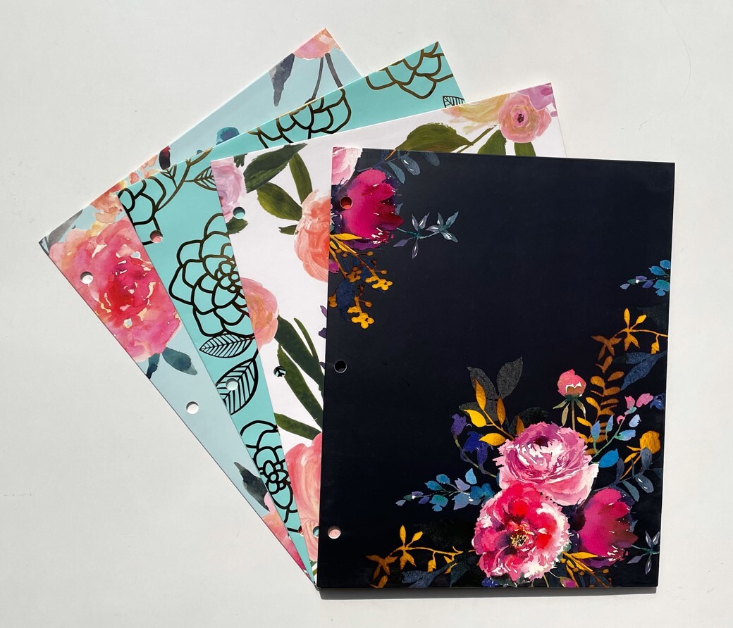 Eccolo 2-Pocket Floral Premium Fashion Paper Portfolio Folders Assorted