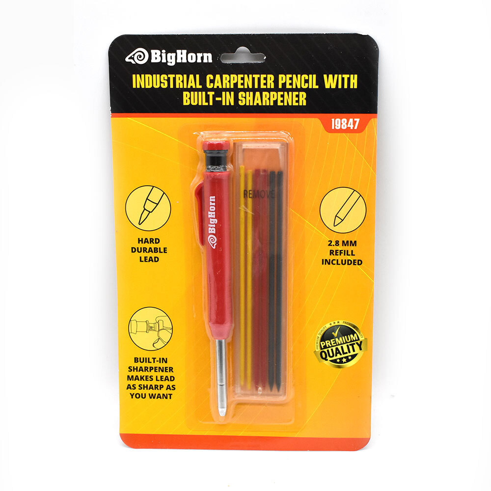 Mechanical Carpenter Pencil with Built-in Sharpener Comes with 3 Colors 6 Refill