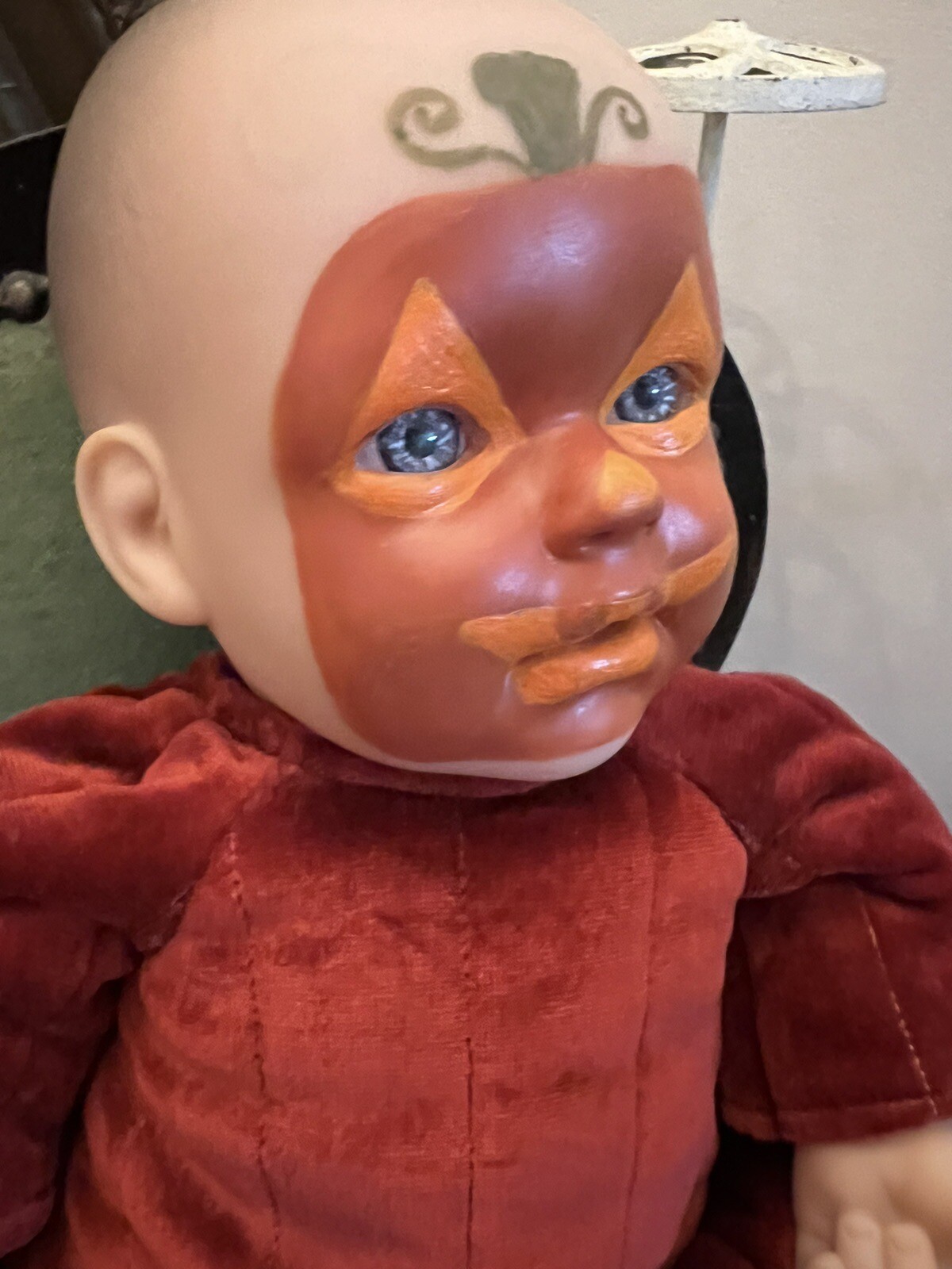 Vintage Pumpkin Fall Doll Creepy Cute Scary OOAK Prop Cloth Body Hand Painted