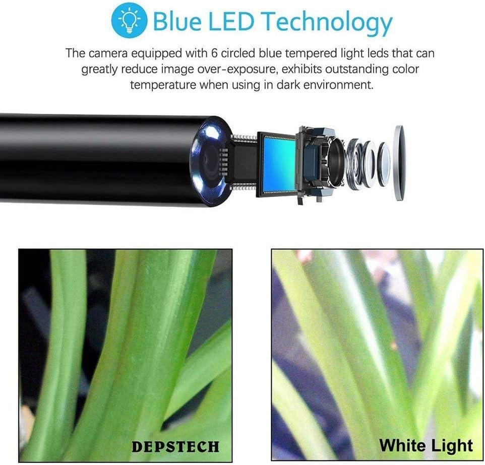 HD 640x480 USB Inspection Camera, 2m Waterproof Endoscope with Adjustable Lights