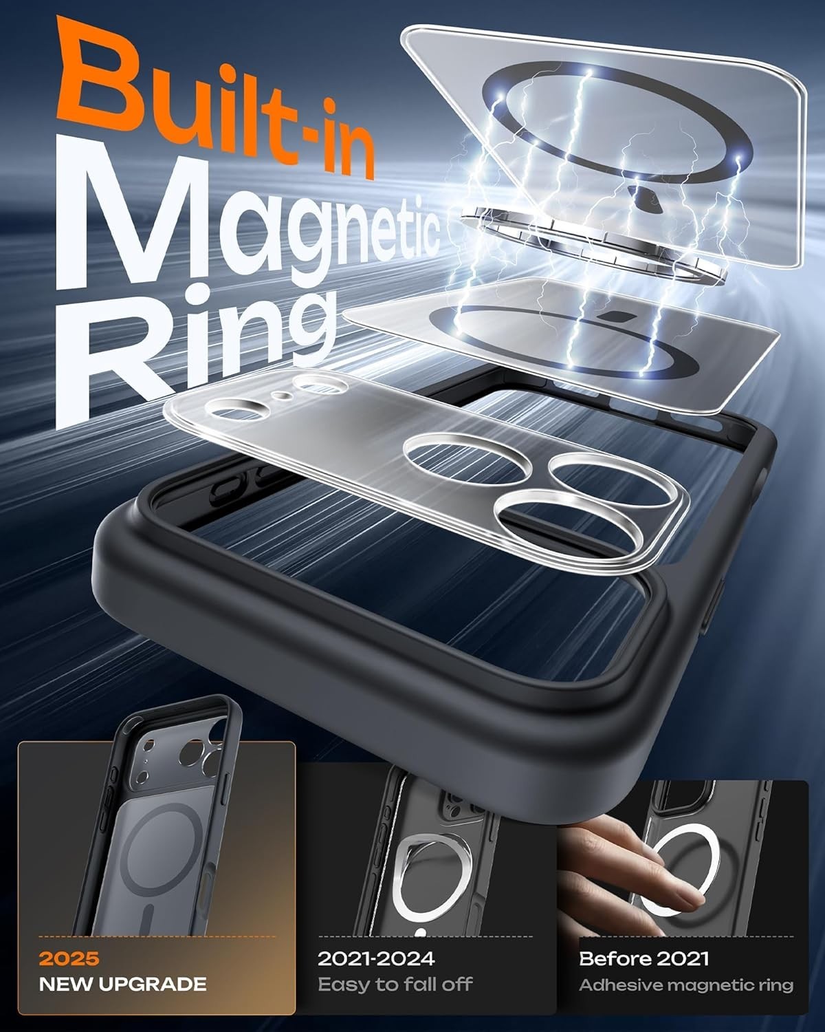 iPhone 17 Pro Case, Built-in Magnetic Ring, Full Camera Protection, Drop Protect