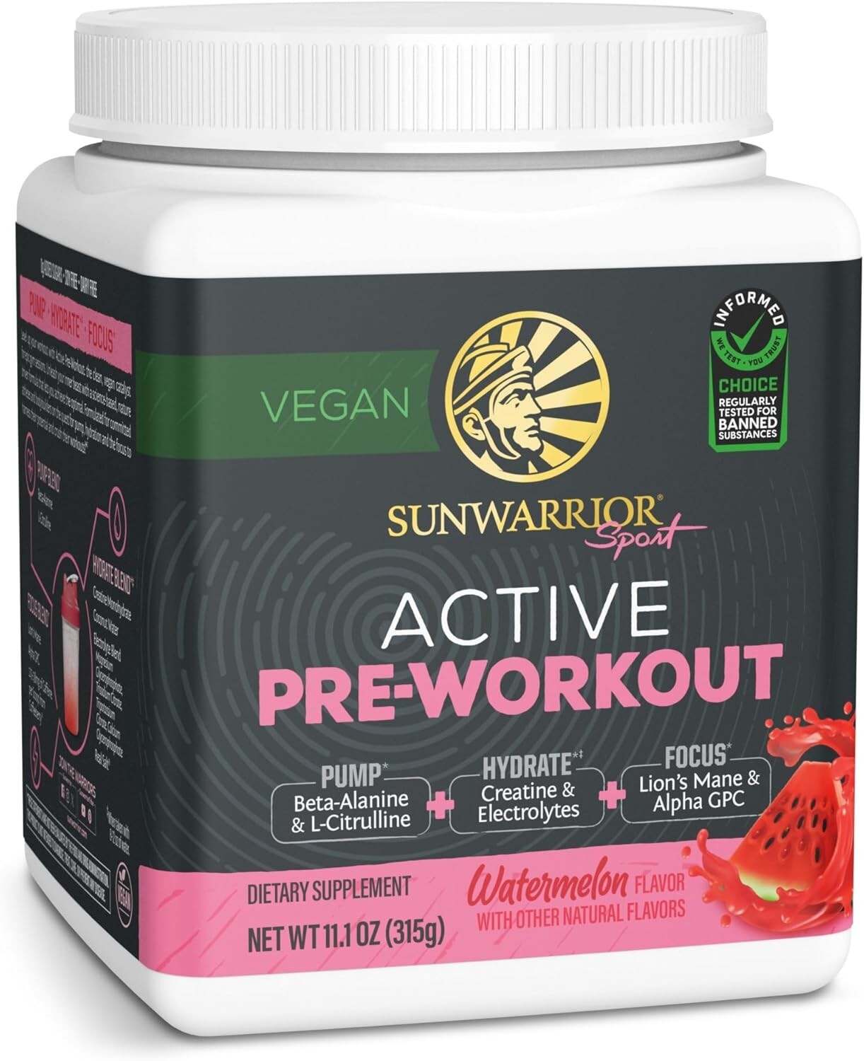 Sunwarrior Pre Workout Powder Energy Drink Supplement Clean Vegan Plant-Based