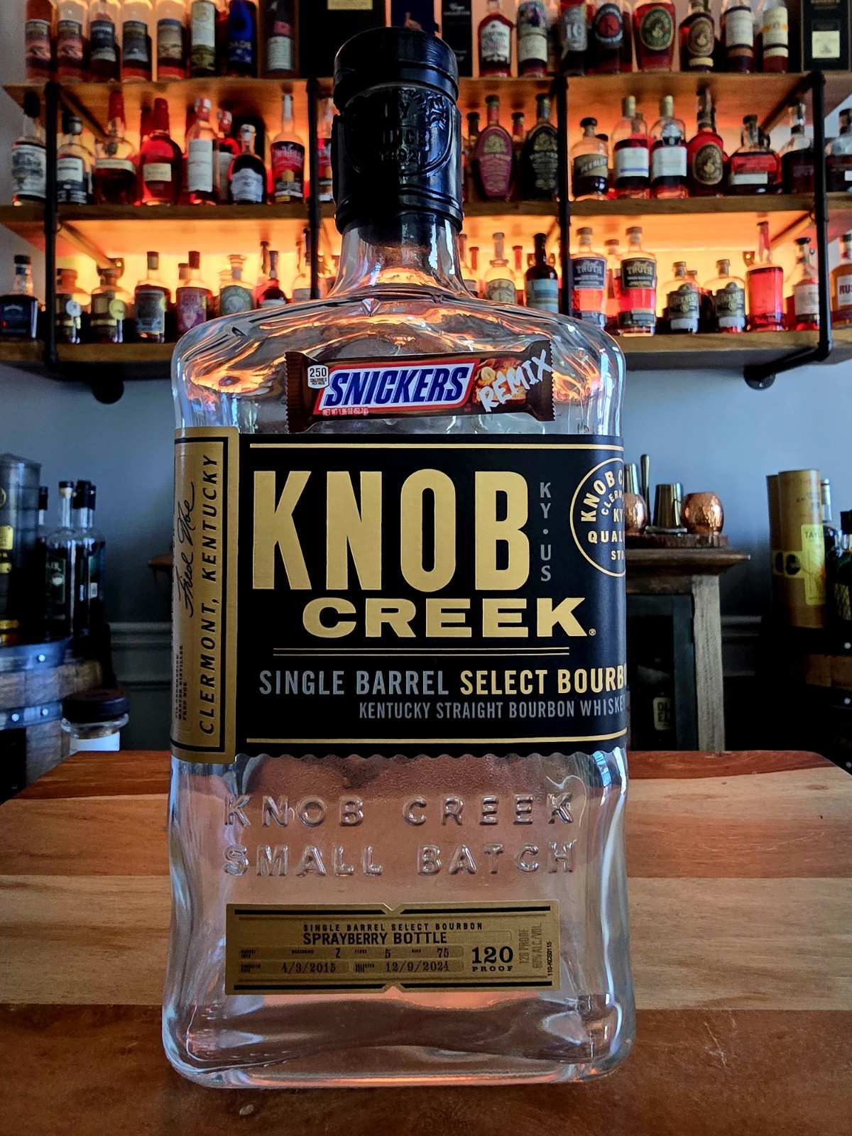 Knob Creek 9 Year Single Barrel "Snickers Remix" Pick Empty Bottle 750 mL