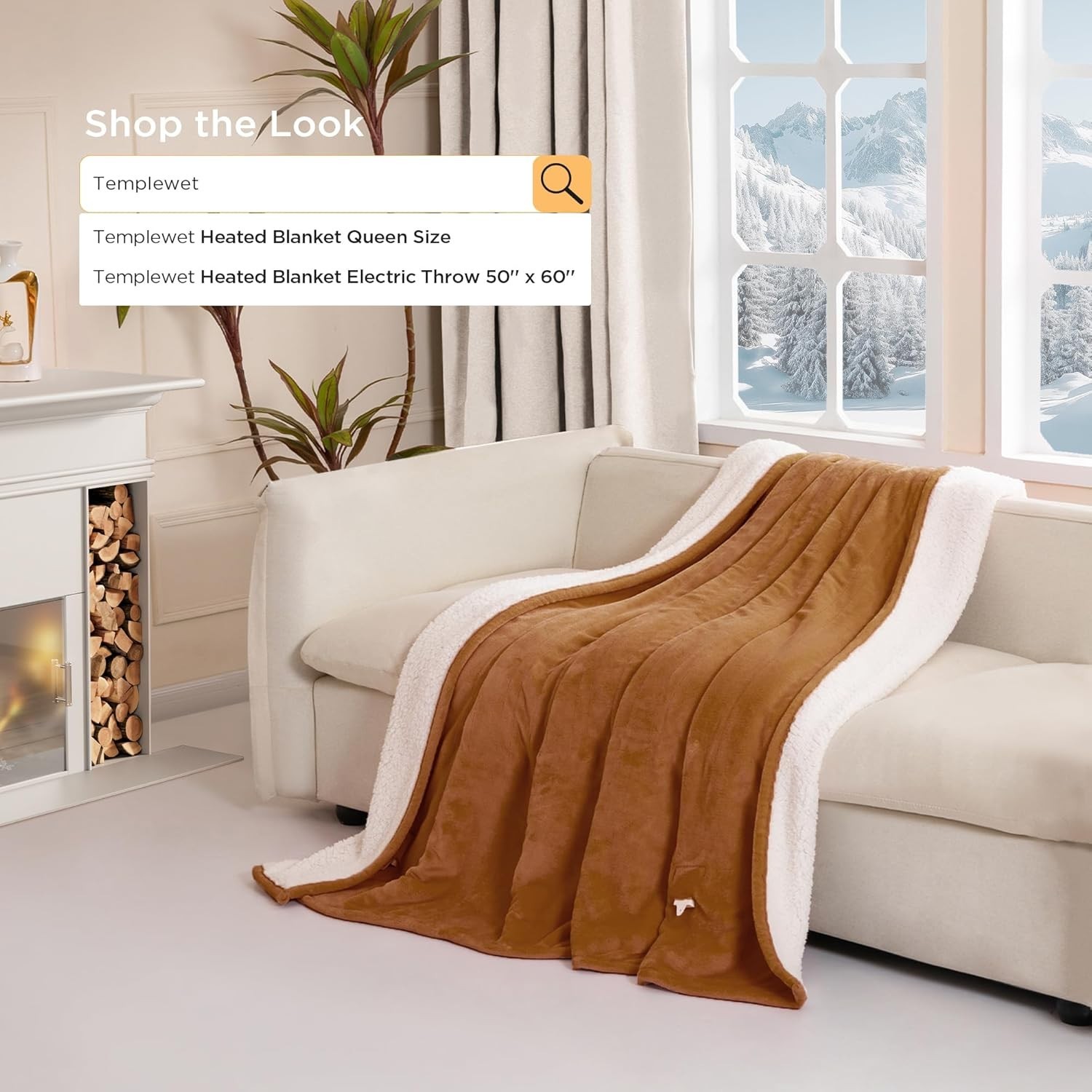 Cocoa Brown Electric Throw Blanket 50” x 60” - 3 Hours Auto Shut-Off Function