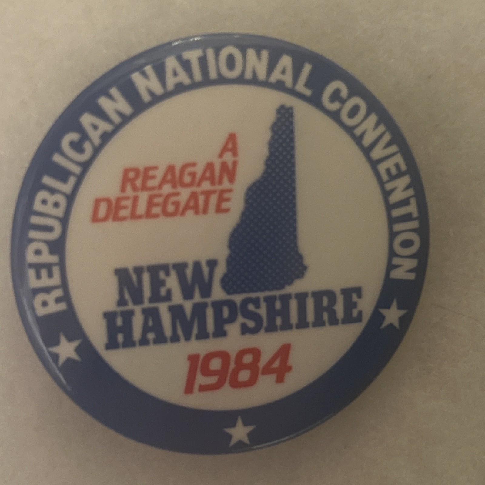 Republican National Convention Reagan Delegate New Hampshire  2 1/2”pinback pin