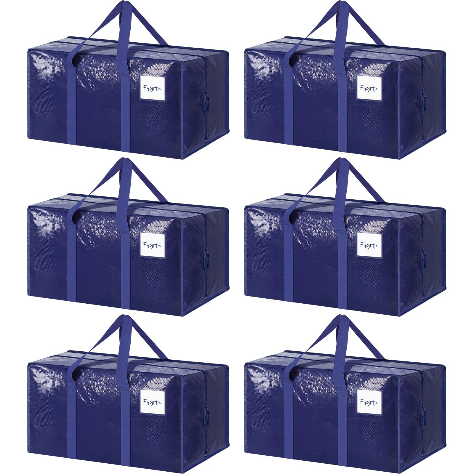 Extra Large Moving Bags 6 Pack Heavy Duty Clothes Storage Totes Blue