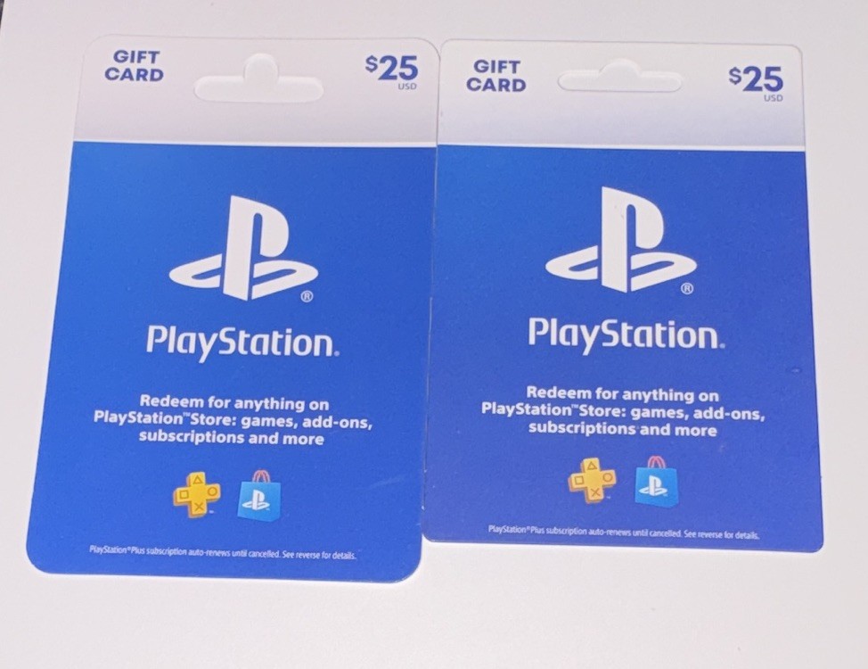 Playstaion Giftcards 2X $25 for Gaming Consoles Scratch Off Cards Seal New 2