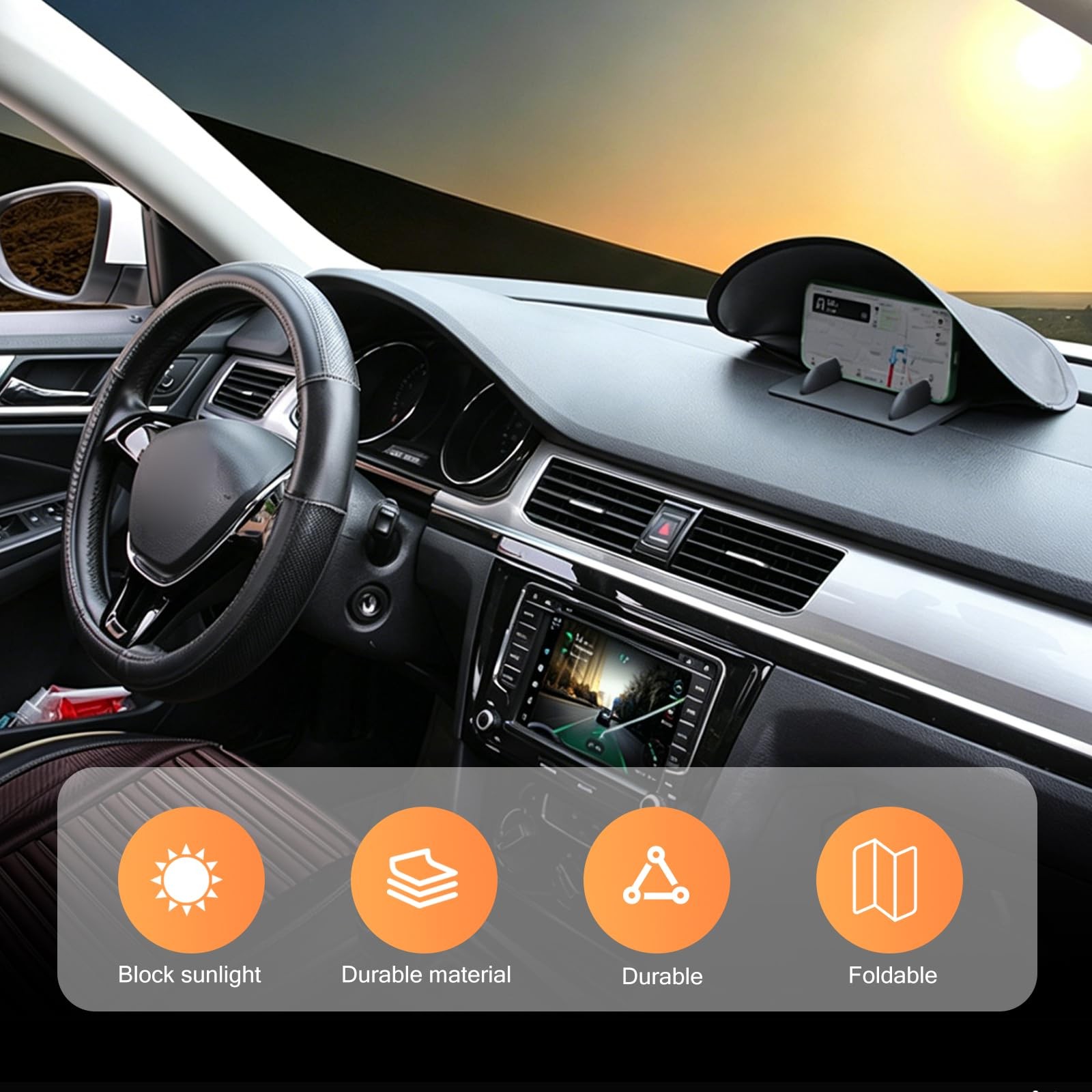 Teybouk Car Phone Sun Shade, Blocking Anti-glare Navigation Shield, Black
