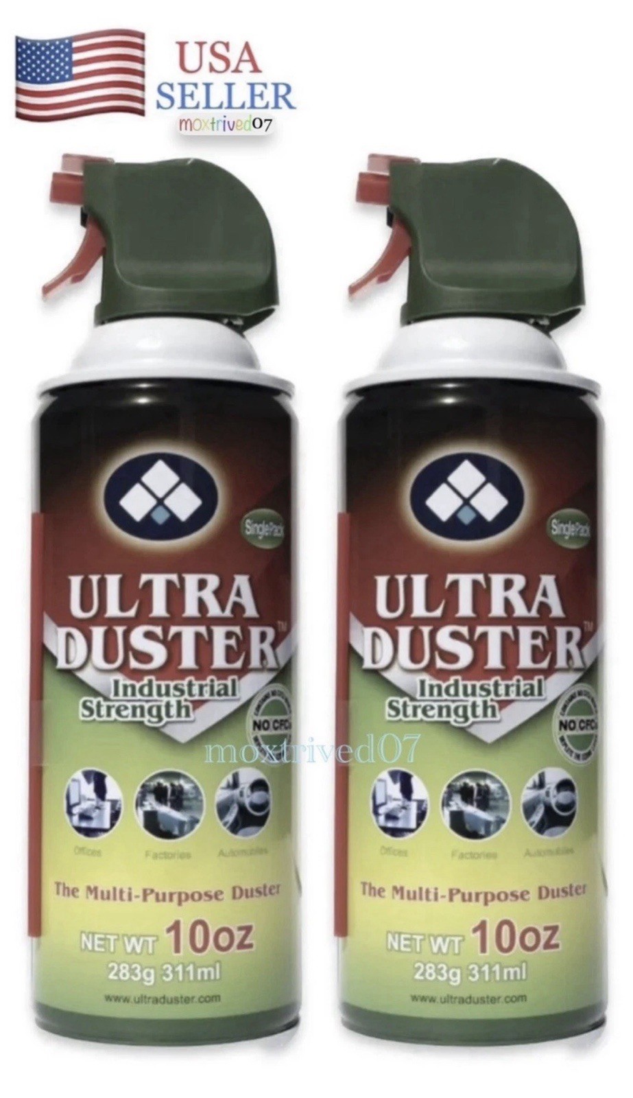 Ultra Duster® Spray Cleaner Air Can Laptop Desktop PC TV Keyboard 10 oz, 2 Pack