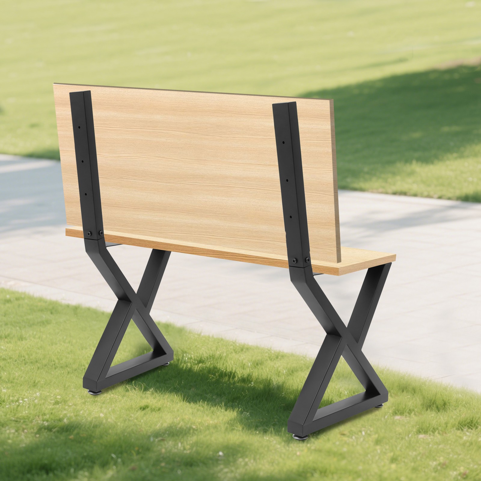 2PCS Bench Legs, Triangle Metal Bench Legs, Bench Legs with Backrest Bracket