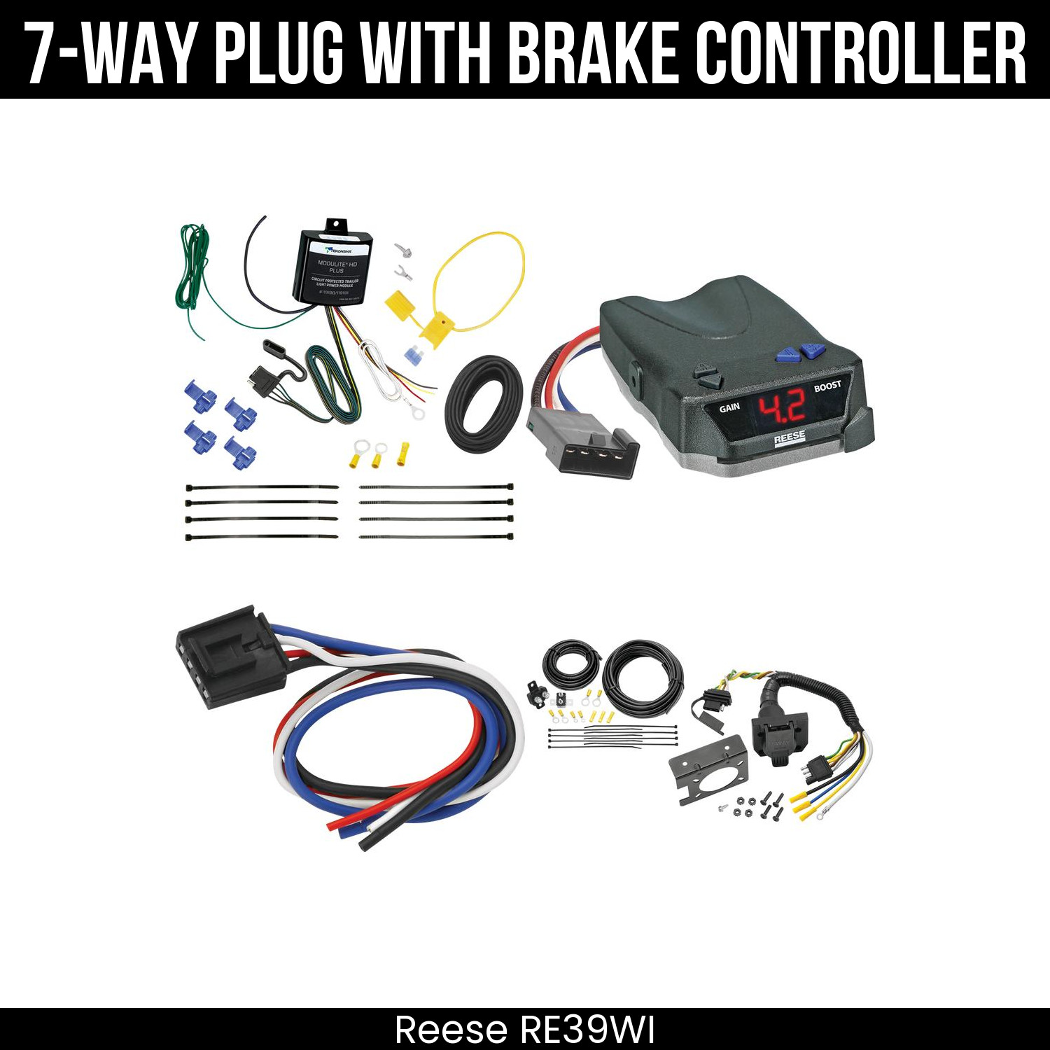Reese RV 7-Way Round Trailer Wiring Harness Kit + Brake Control For 22-25 BMW iX