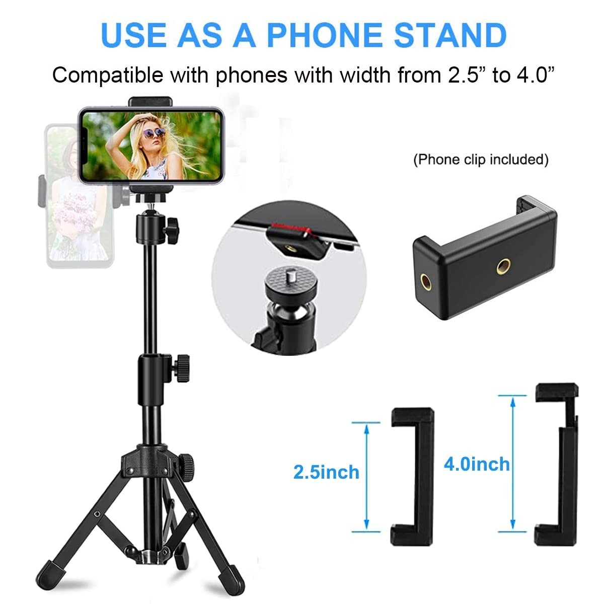 Webcam Tripod Stand Extendable Desktops Tripod for Camera/Phone/Webcam