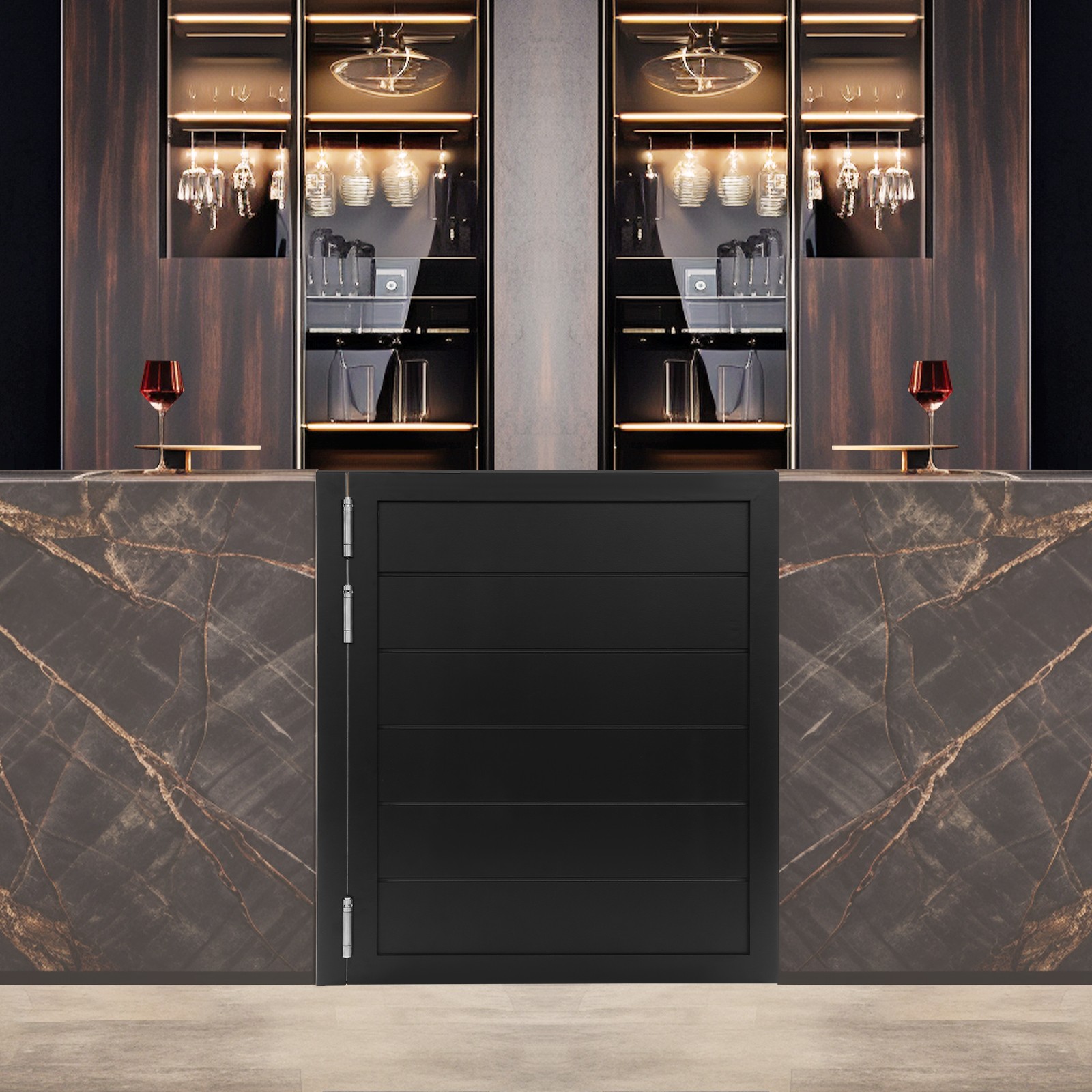 Black Solid Wood Door Partition Door for Shop Entrance Partition Half-waist Door