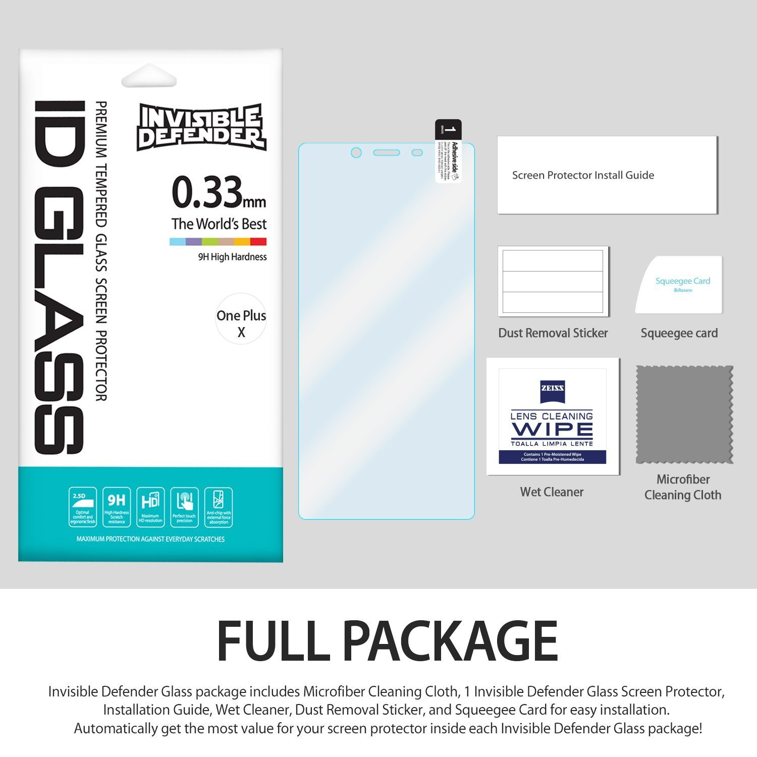 For OnePlus X Screen Protector Premium Tempered Glass, Ringke Invisible Defender