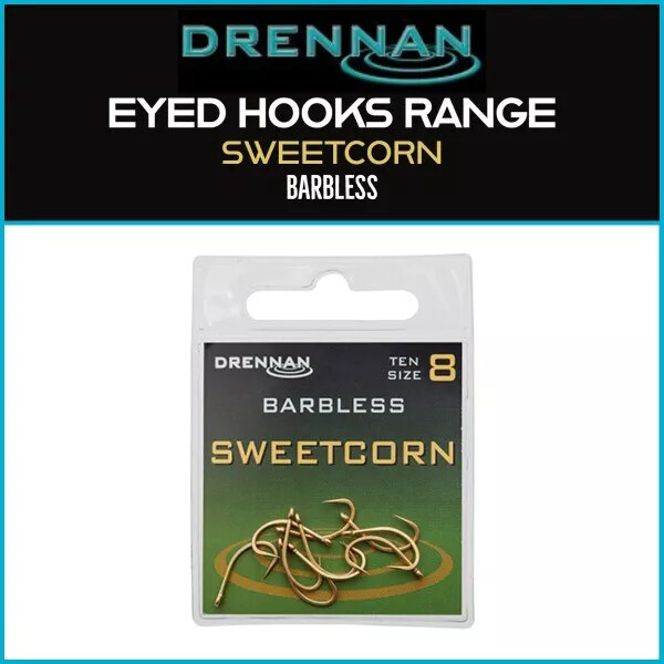 DRENNAN EYED HOOKS RANGE - SWEETCORN BARBLESS | NEW - ALL SIZES