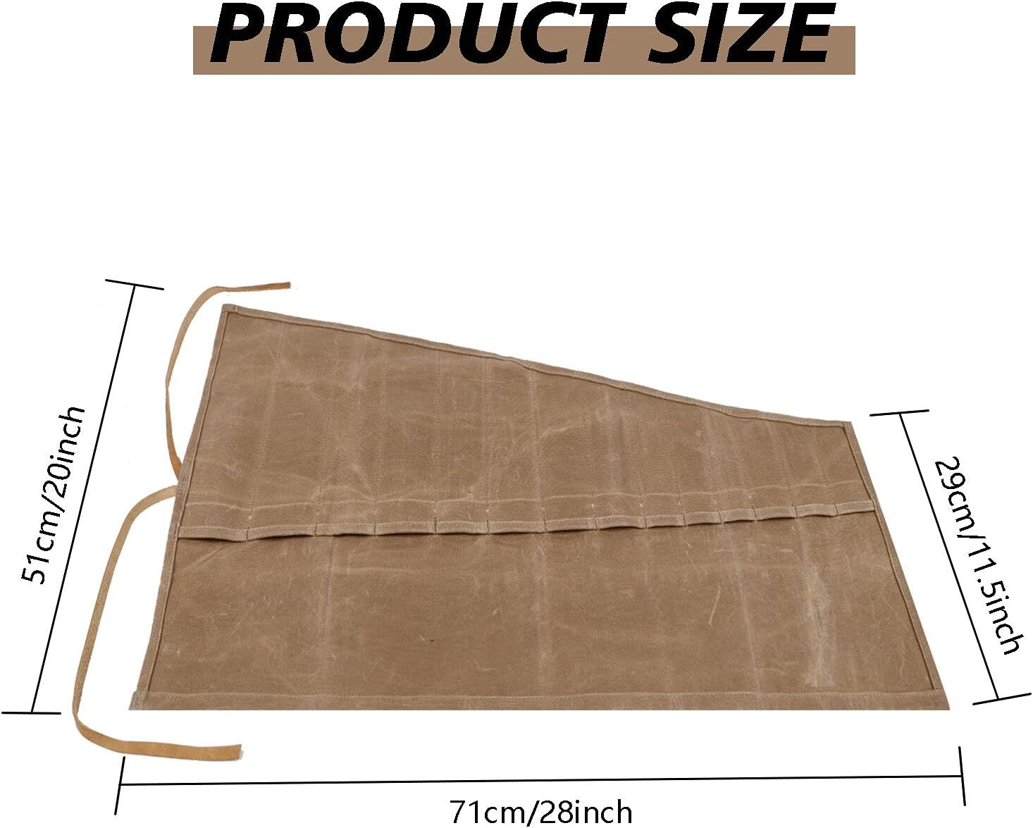 Super Roll Tool Roll,waxed Canvas Wrench Roll Pouch,tool Organizer Bucket,multi-