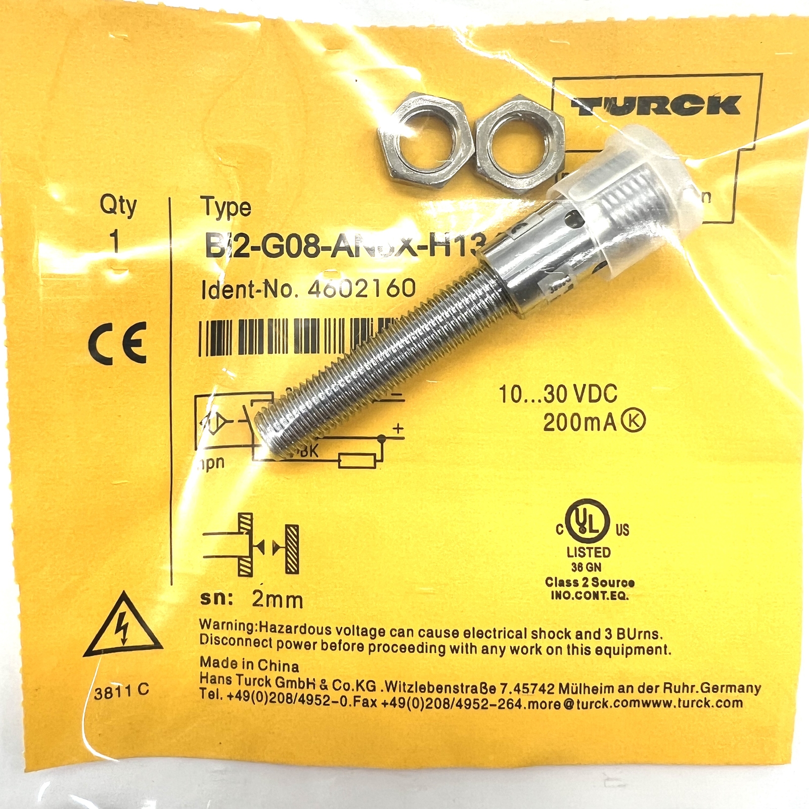 NEW Turck #BI2-G08-AN6X-H1341 Inductive Proximity Sensor Switch US