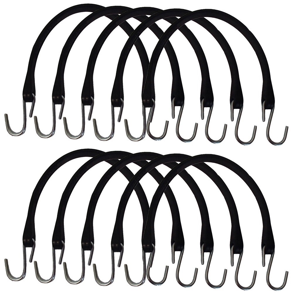 (10) 15" HD Rubber Tarp Straps Flatbed Truck Tarp Tie-Down & Tire Chain Bungee