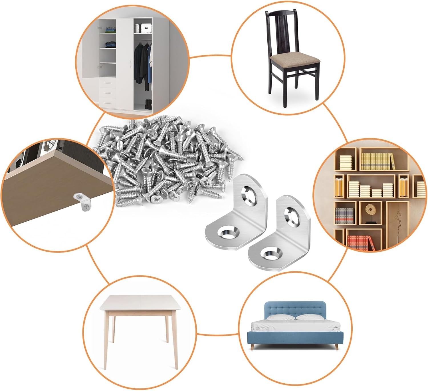 Versatile 40 Pcs L Bracket Corner Braces with 80 Durable Screws for DIY Projects