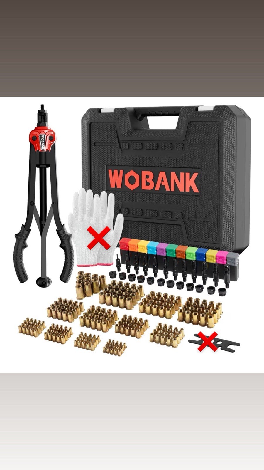 WOBANK 16” RIVET NUT TOOL KIT [Missing Pieces: See Pics/description]