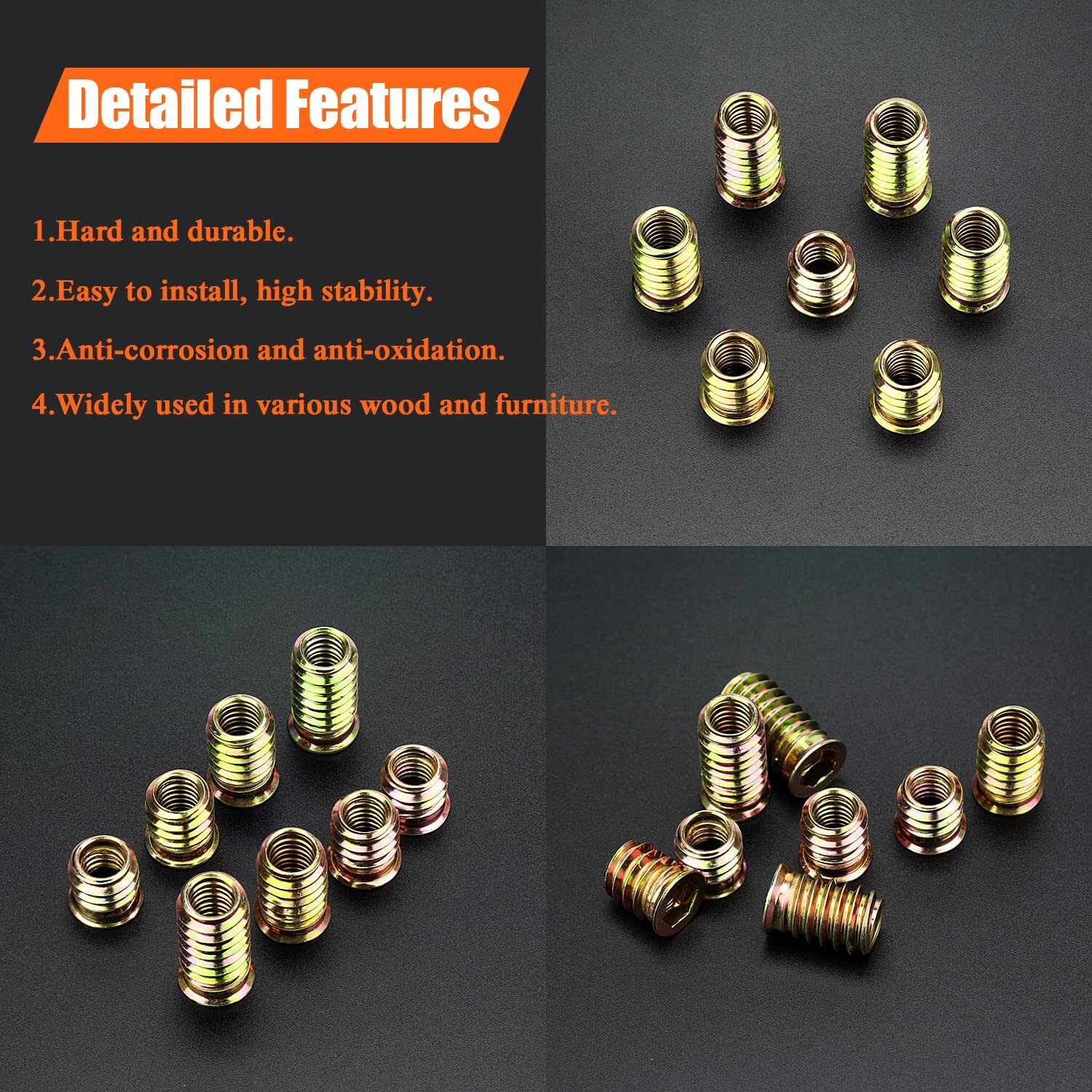 5/16-18 Threaded Inserts Wood Inserts Steel Threaded Inserts for Wood Furnitu...