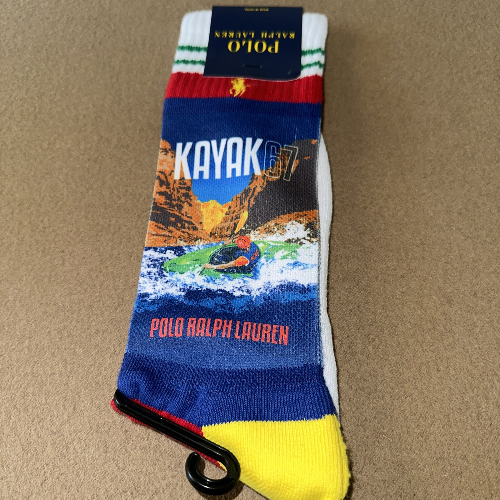 Polo Ralph Lauren Men’s Polo Expedition Whitewater Kayak 67 Graphic Crew Socks L