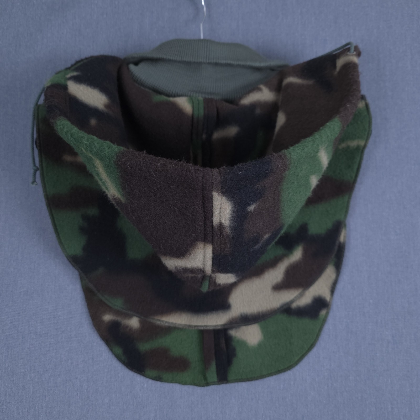 Vintage Cabelas Hooded Dickie Woodland Camo Fleece One Size Removable Hood USA