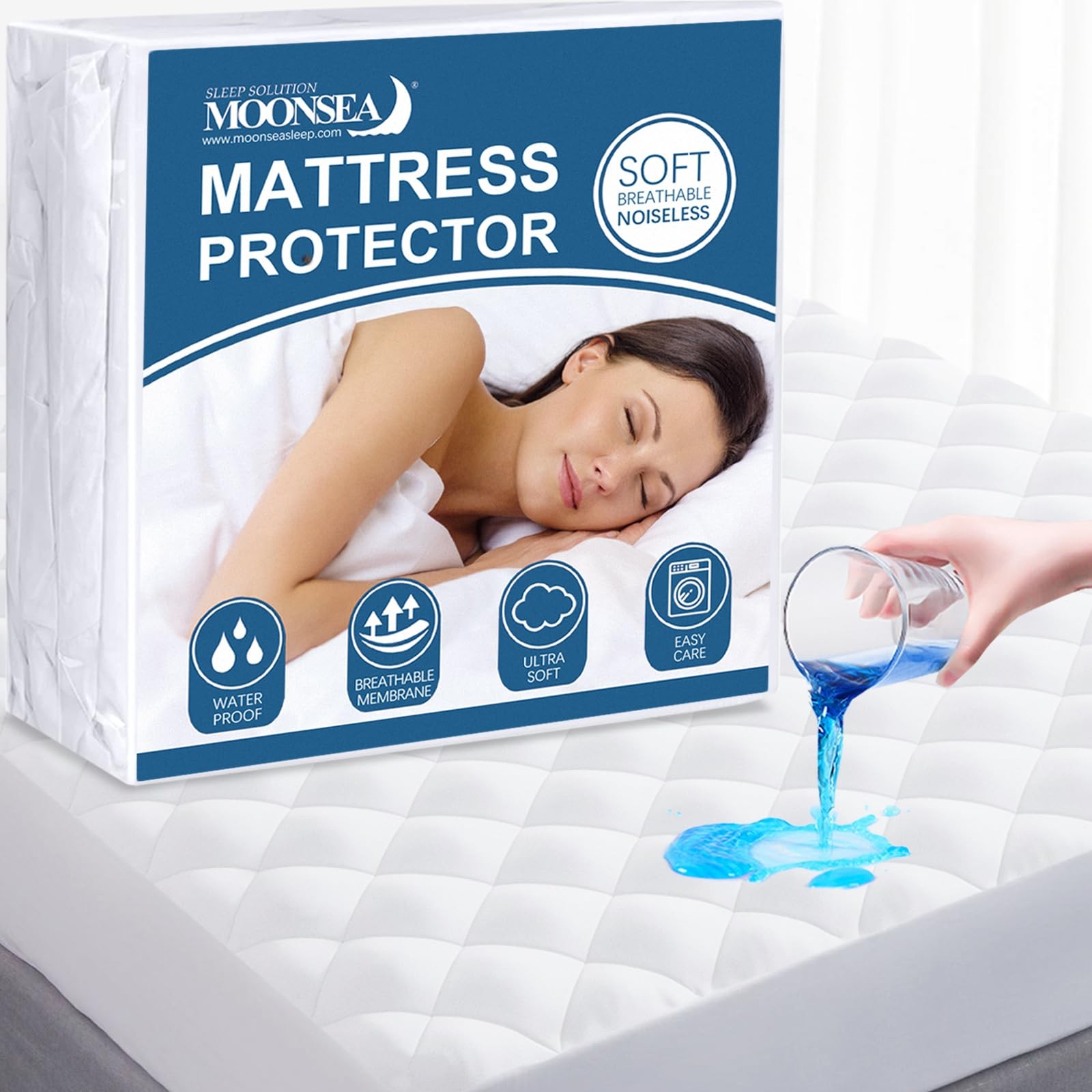 Twin Mattress Pad Protector Waterproof, Absorbent Twin, White