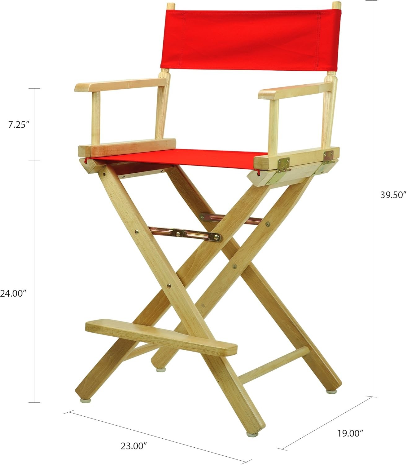 24" Director's Chair Natural Frame W/ Red Canvas Counter Height Beech Cotton