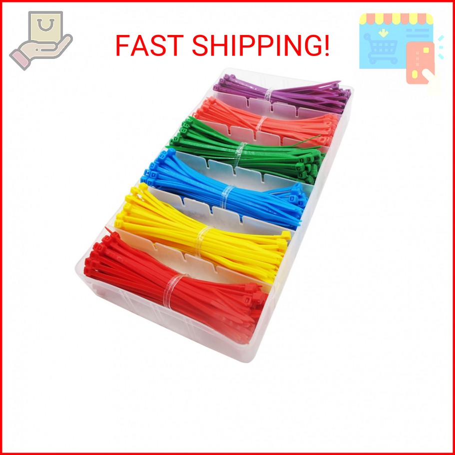 Superun Small Colored Zip Ties 4 Inch Kit - 480 Packs Cable Ties Multicolor Mix
