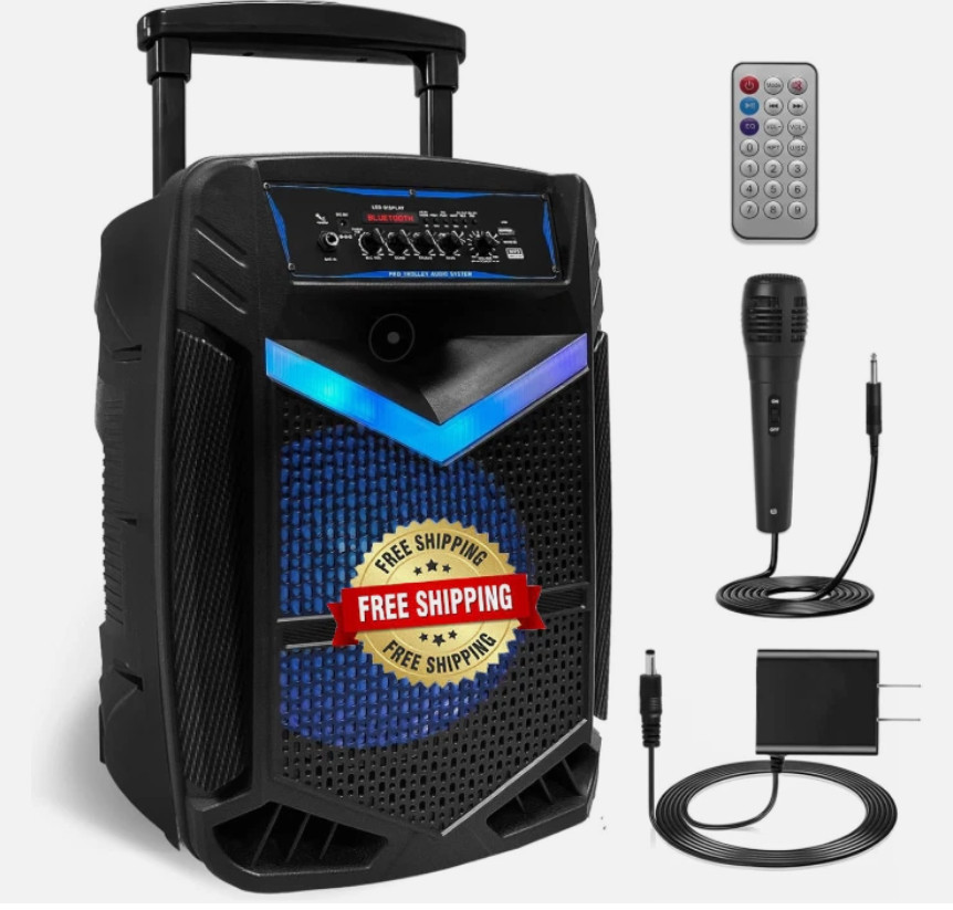 Altavoz portátil Bluetooth para fiestas al aire libre con micrófono de Karaoke